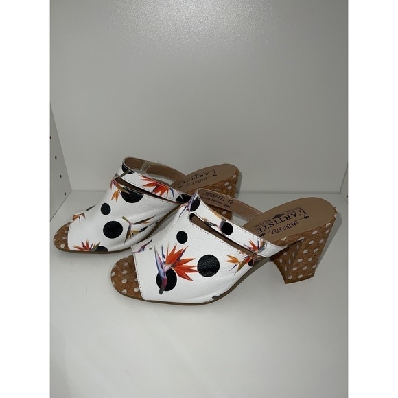 L’artiste POLKA DOT BIRDS OF PARADISE CHUNKY HEELED LORENETTI SANDALS - SIZE 40 - Picture 2 of 10